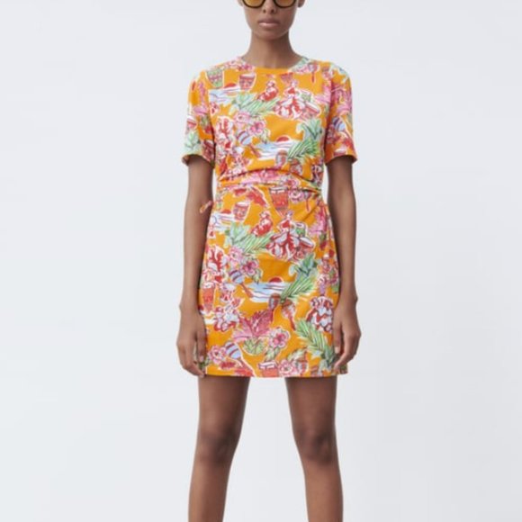 Zara | Cut Out Printed Dress - Picture 2 of 7